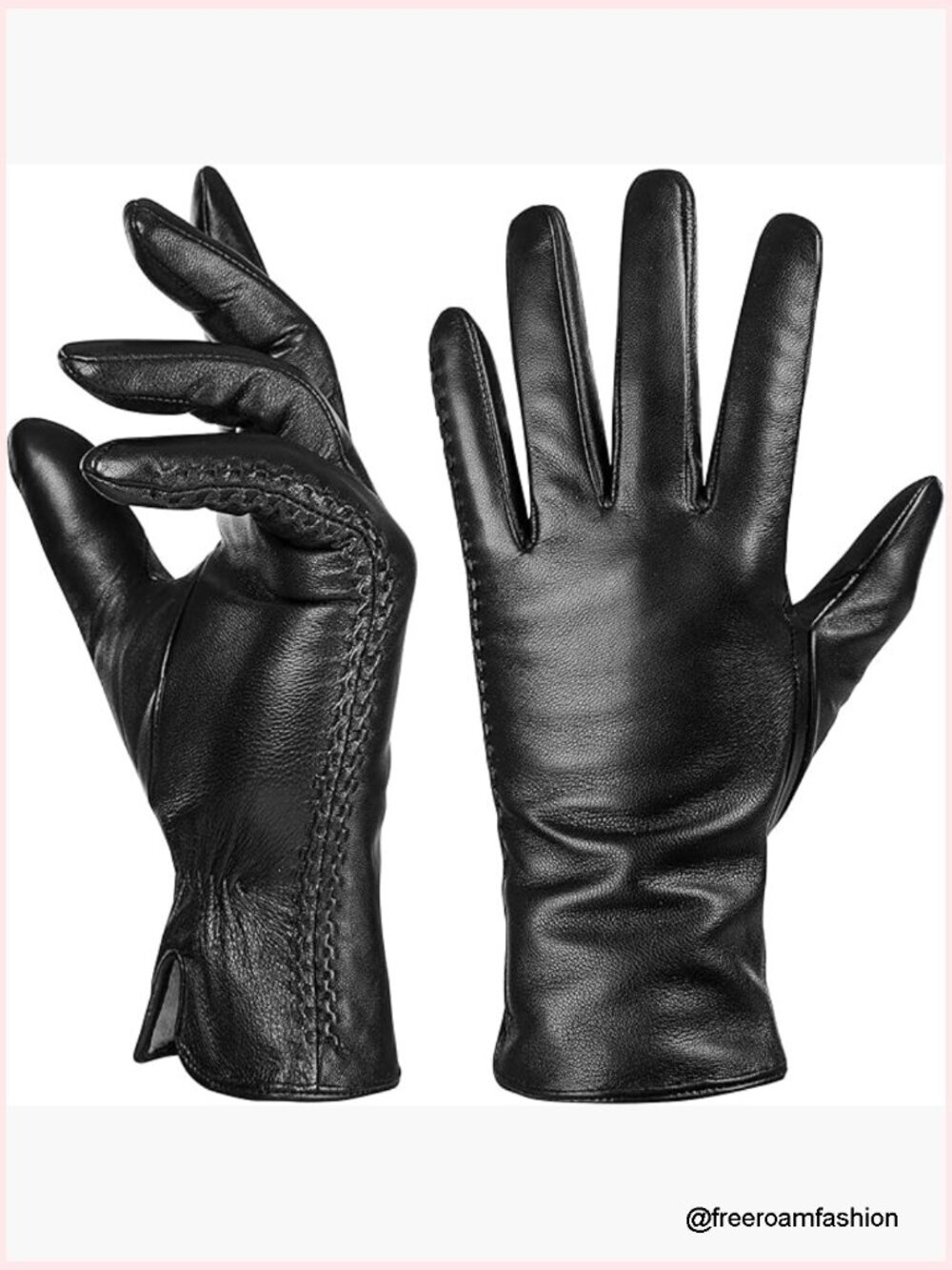 Genuine Sheepskin Leather Touchscreen Gloves Cashmere Lined Driving Gloves